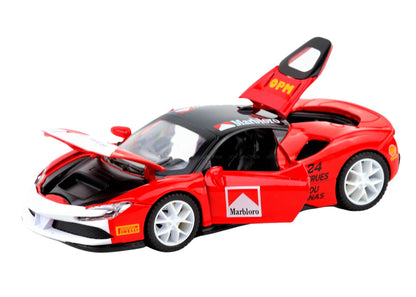 Ferari Marlboroo 1:32 Scale Diecast Pull Back Toy Car with Openable Doors, Lights & Engine Sound