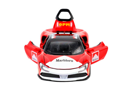 Ferari Marlboroo 1:32 Scale Diecast Pull Back Toy Car with Openable Doors, Lights & Engine Sound