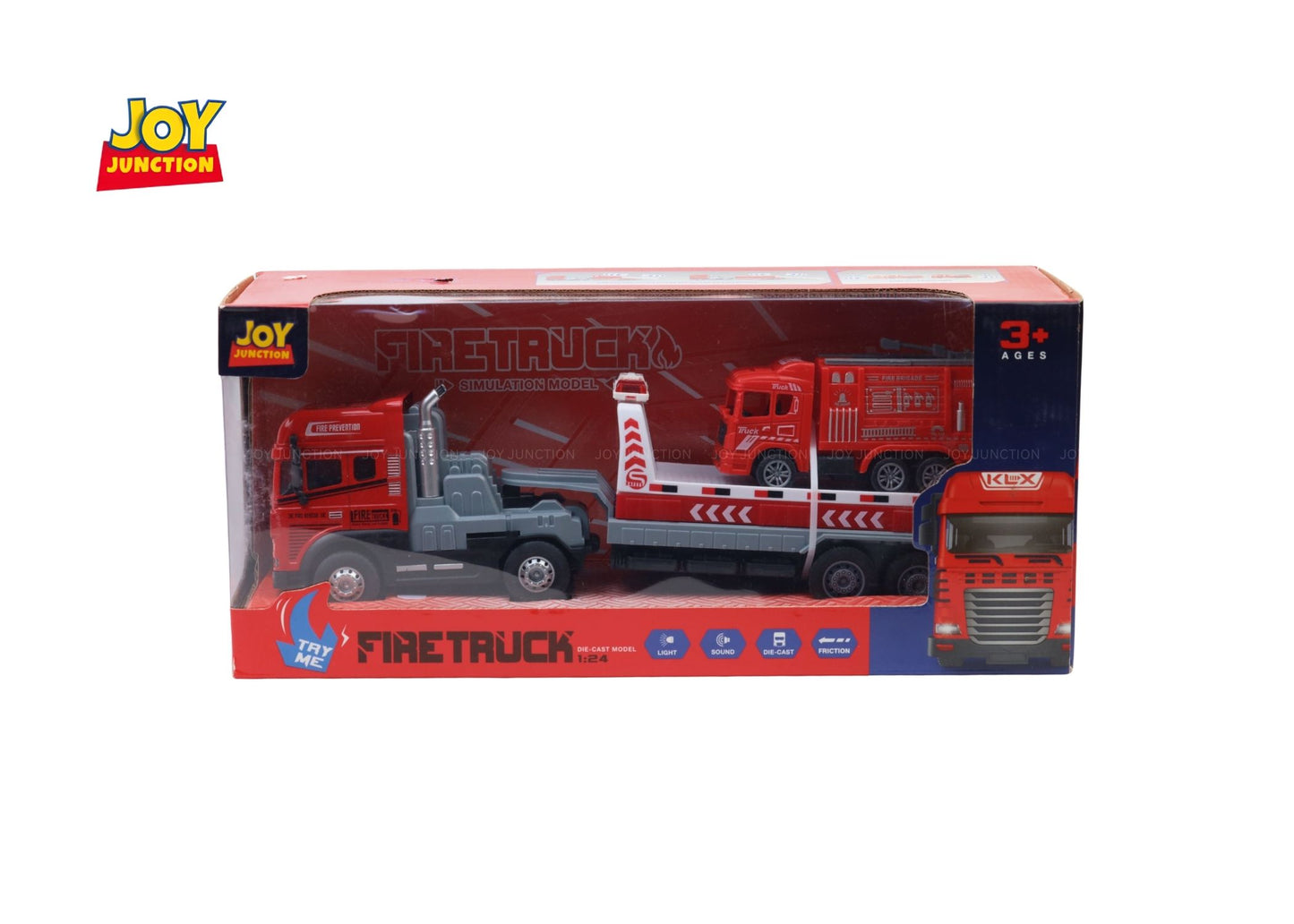 1:24 Scale Fire Truck Toy with Pull-Back Action & Mini Fire Truck – Die-cast Metal Red Fire Truck Toy for Kids