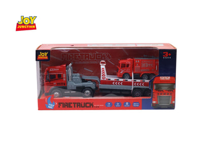 1:24 Scale Fire Truck Toy with Pull-Back Action & Mini Fire Truck – Die-cast Metal Red Fire Truck Toy for Kids