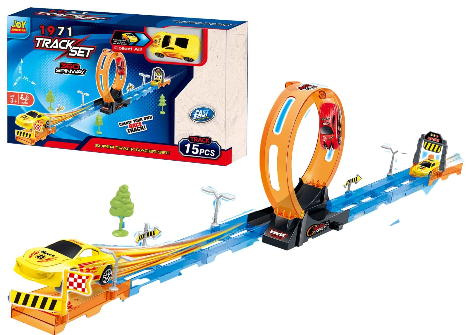 High Speed Racing Car Track Set 15pc 