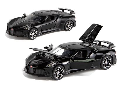 Bugatti Limited Edition 1:32 Scale Metal Pull Back Toy car with Openable Doors, Light & Engine Sound