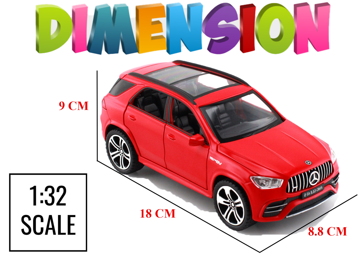 Mercadez Benz GLE G63 1:32 Scale Alloy Metal Pullback Toy car with Openable Doors Light Music