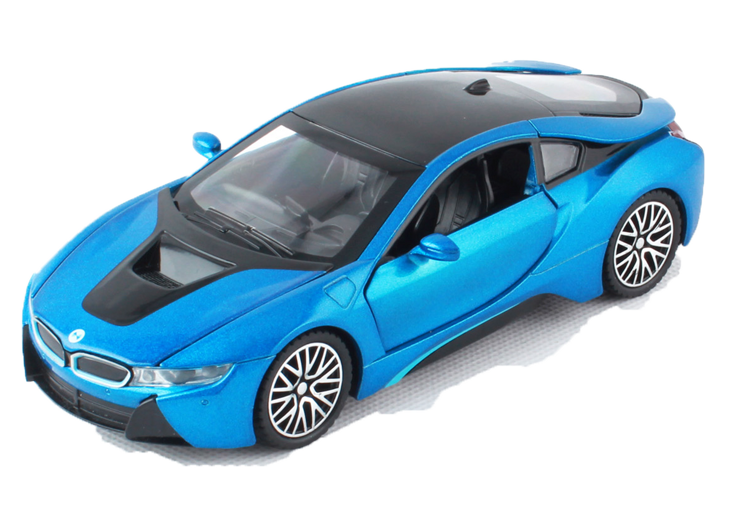 BMW I8 1:32 Scale Alloy Metal Pullback Toy car with Openable Doors Light Music