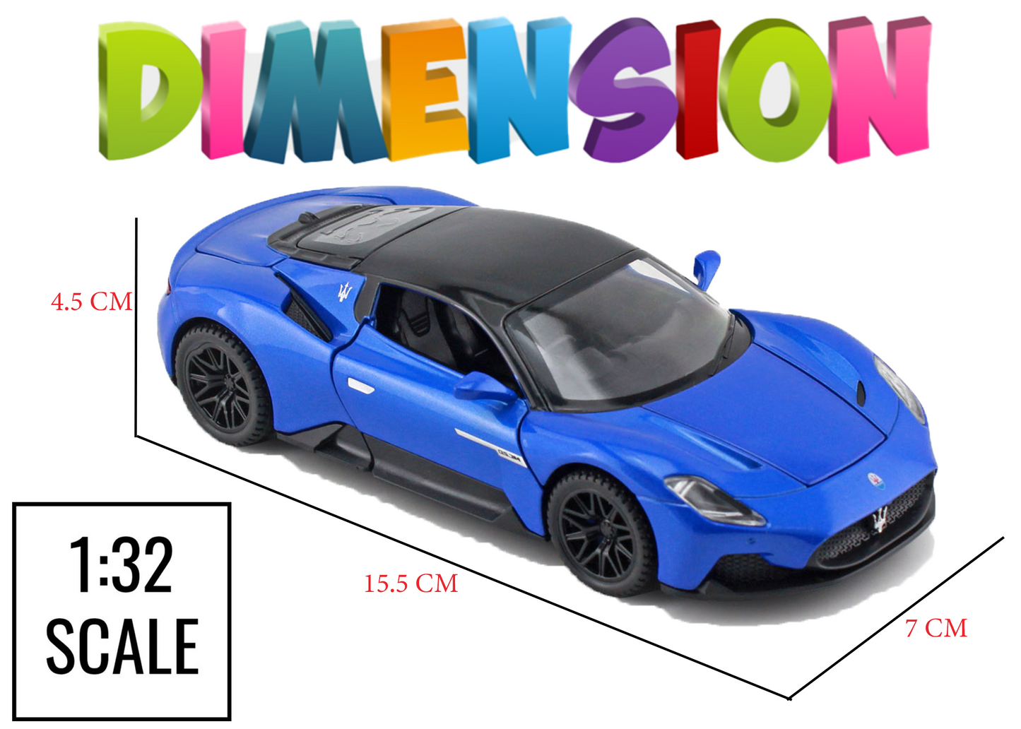 Mesarati MC20 1:32 Scale Alloy Metal Pull Back Toy car with Openable Doors Light Music