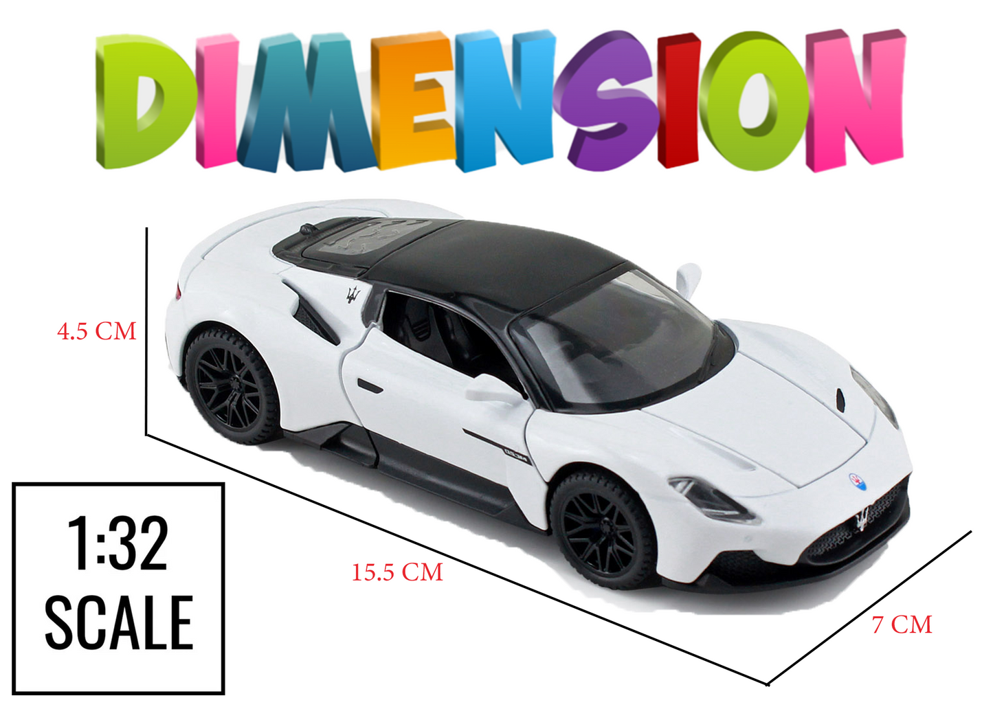 Mesarati MC20 1:32 Scale Alloy Metal Pull Back Toy car with Openable Doors Light Music