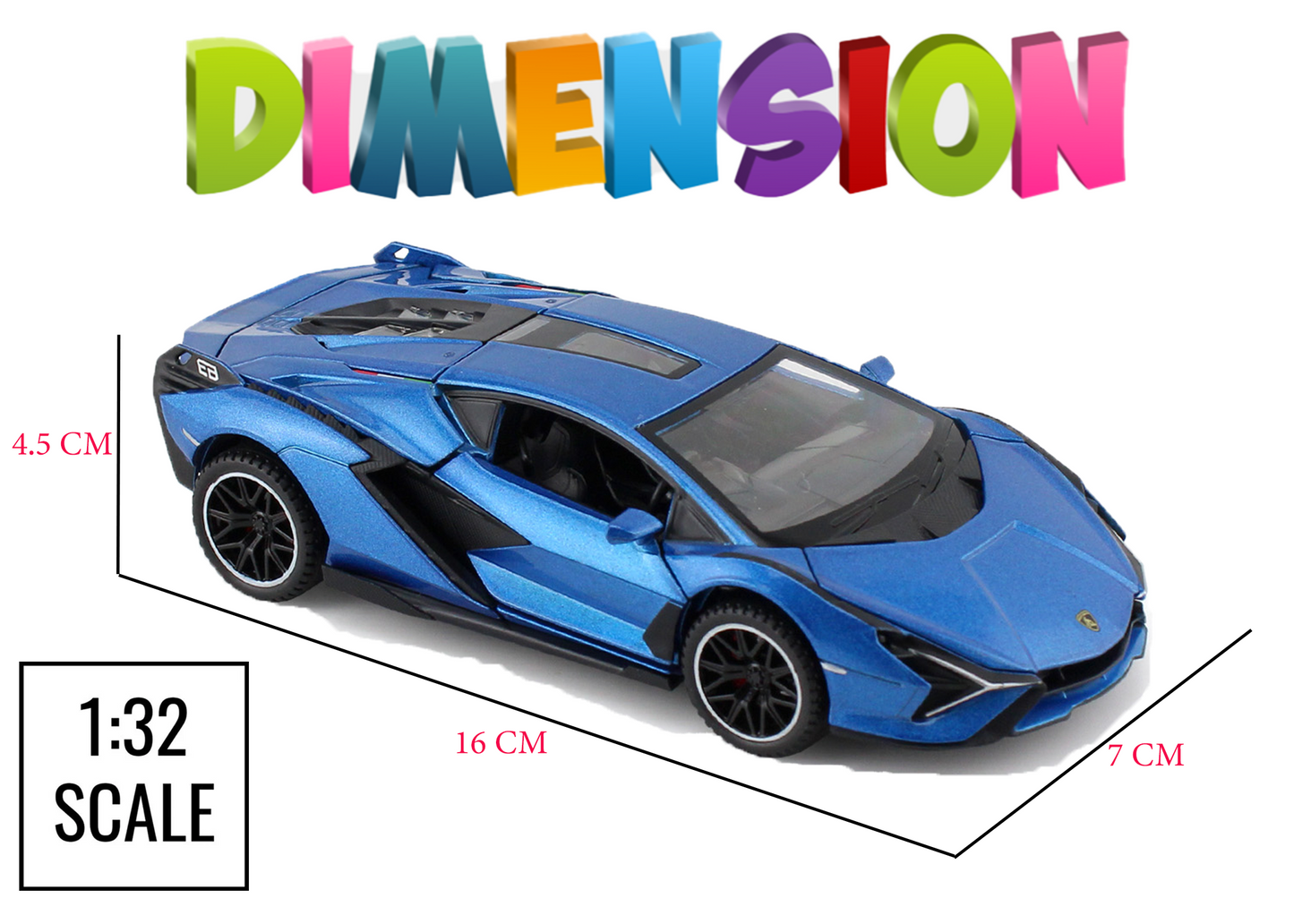 Lambhorgini SIAN Model Car Exclusive Alloy Metal Pull Back Die-cast Car Metal Pullback Toy car with Openable Doors Light Sound