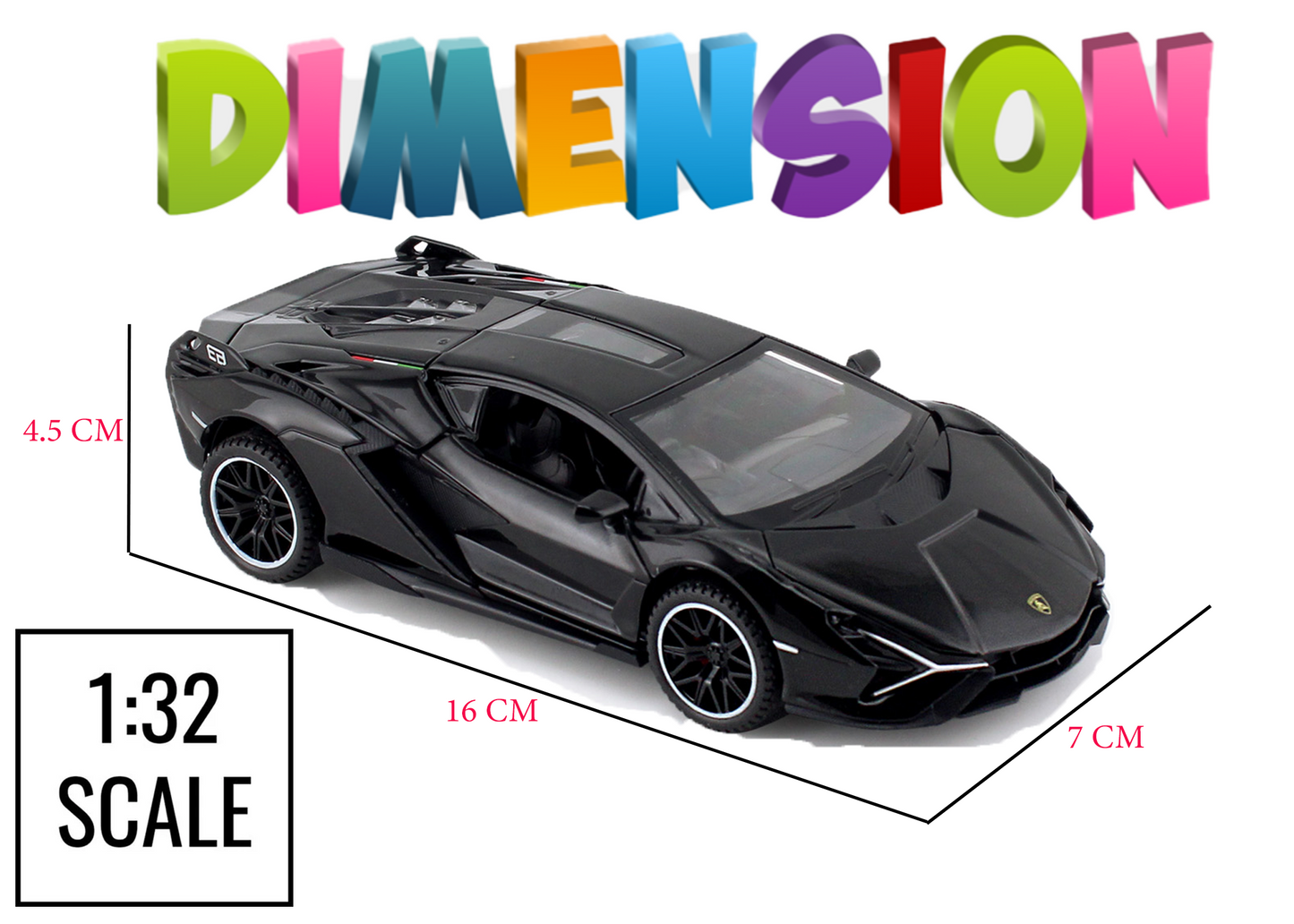 Lambhorgini SIAN Model Car Exclusive Alloy Metal Pull Back Die-cast Car Metal Pullback Toy car with Openable Doors Light Sound