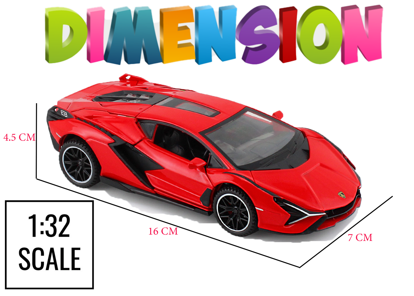 Lambhorgini SIAN Model Car Exclusive Alloy Metal Pull Back Die-cast Car Metal Pullback Toy car with Openable Doors Light Sound