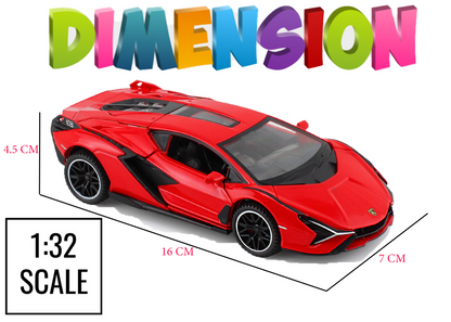 Lambhorgini SIAN Model Car Exclusive Alloy Metal Pull Back Die-cast Car Metal Pullback Toy car with Openable Doors Light Sound
