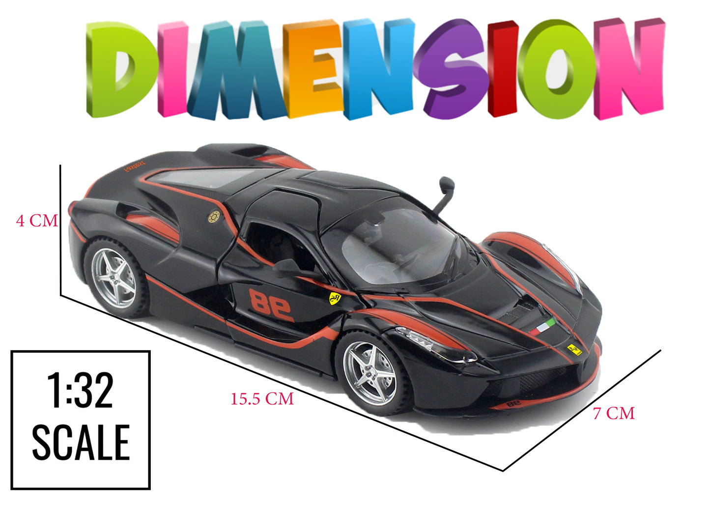 Ferari FXXXK 1:32 Scale Diecast Pull Back Toy Car with Openable Doors, Lights & Engine Sound