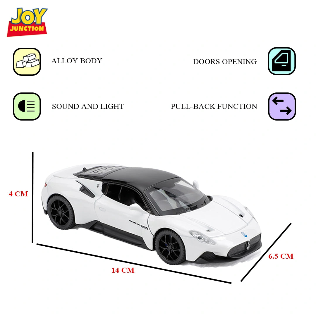 Masarati MC200 Diecast Car 1:32 Scale – Metal Model with Lights, Sound & Pull-Back Action