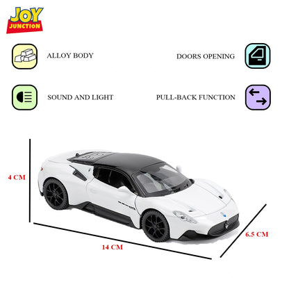 Masarati MC200 Diecast Car 1:32 Scale – Metal Model with Lights, Sound & Pull-Back Action