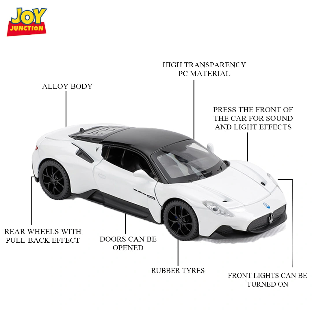 Masarati MC200 Diecast Car 1:32 Scale – Metal Model with Lights, Sound & Pull-Back Action