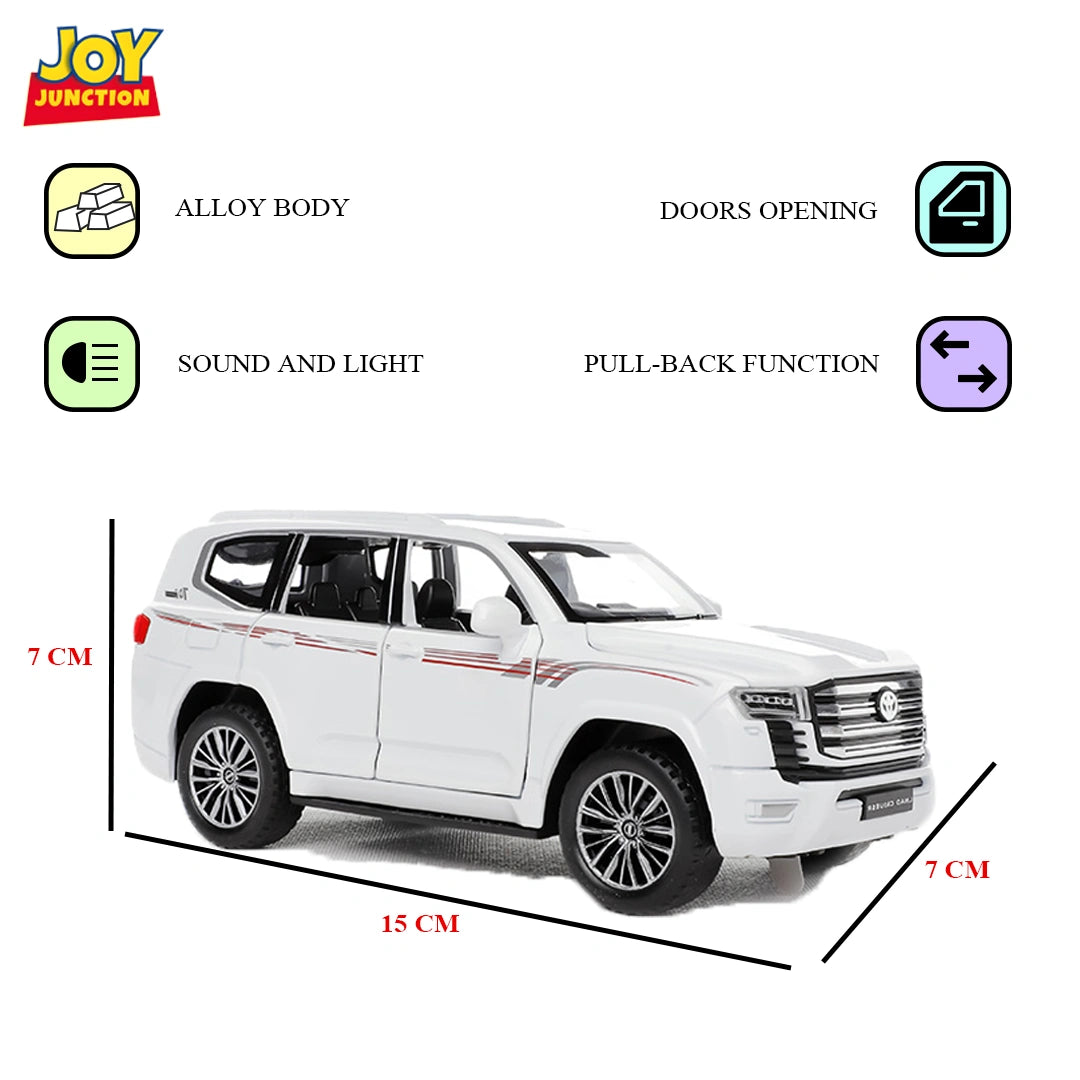 Land Cruiserr 1:32 Scale Diecast Pull Back Toy Car with Openable Doors, Lights & Engine Sound