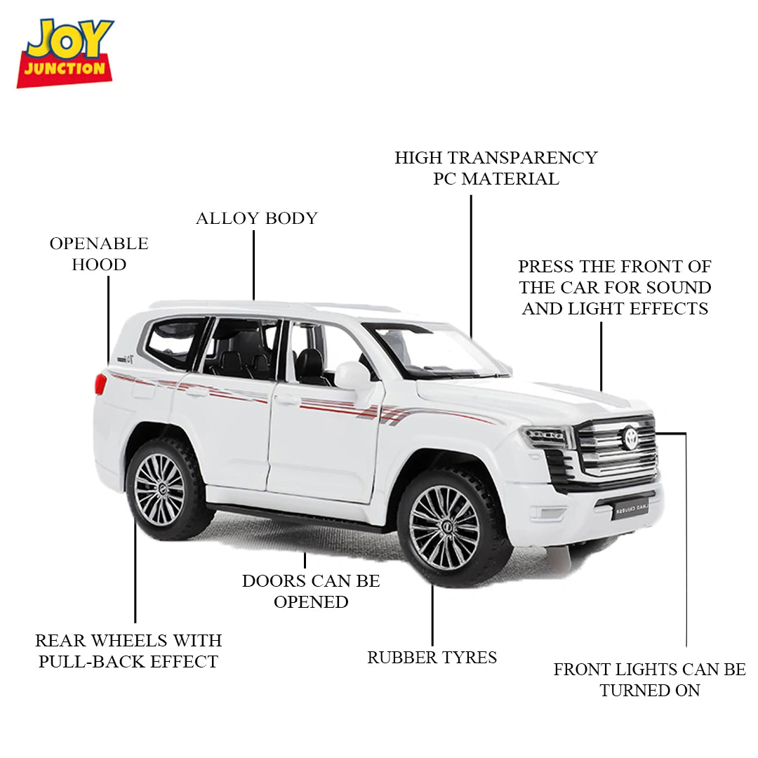 Land Cruiserr 1:32 Scale Diecast Pull Back Toy Car with Openable Doors, Lights & Engine Sound