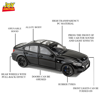 BMW M3 Series 1:32 Scale Alloy Metal Pullback Toy car with Openable Doors Light Music