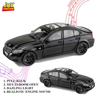 BMW M3 Series 1:32 Scale Alloy Metal Pullback Toy car with Openable Doors Light Music