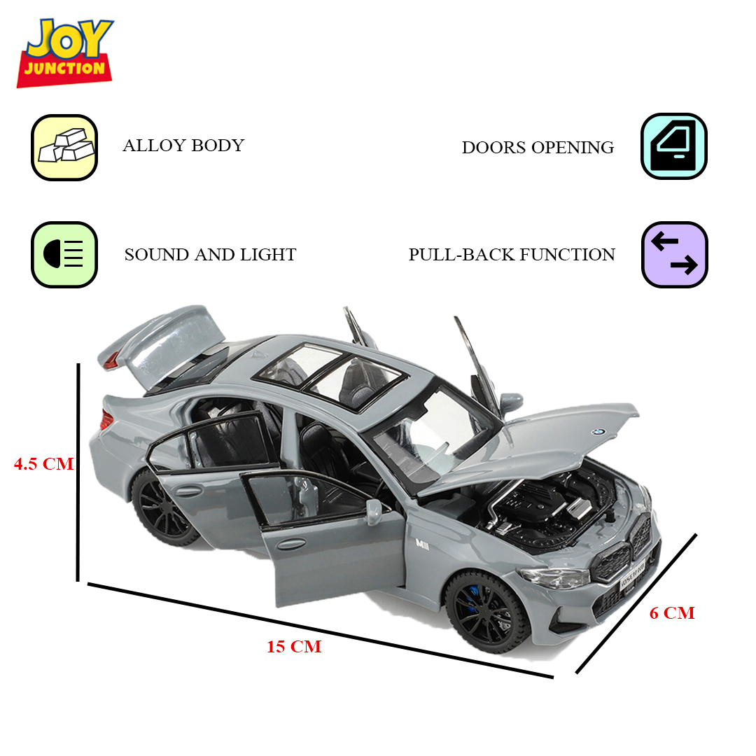 BMW M3 Series 1:32 Scale Alloy Metal Pullback Toy car with Openable Doors Light Music