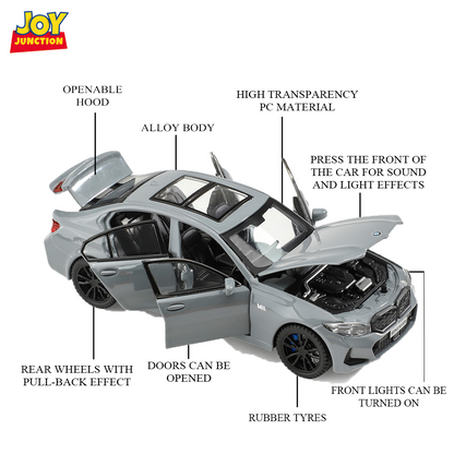 BMW M3 Series 1:32 Scale Alloy Metal Pullback Toy car with Openable Doors Light Music