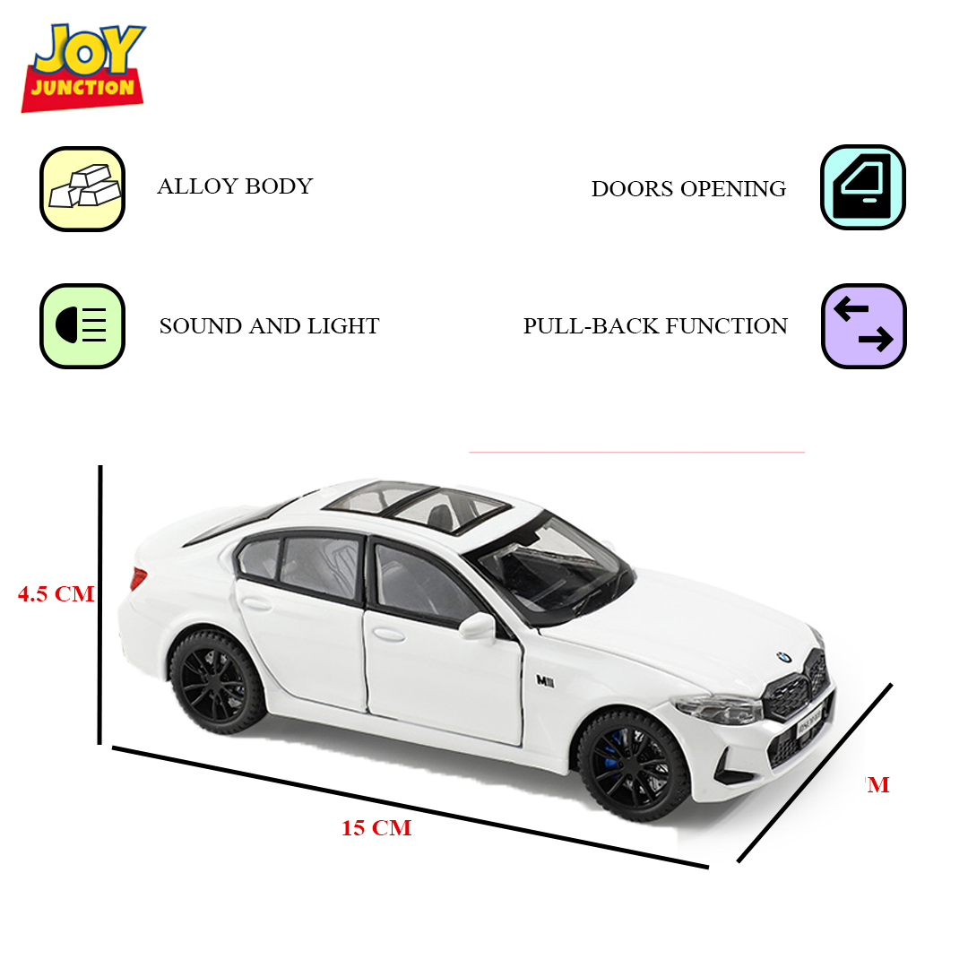 BMW M3 Series 1:32 Scale Alloy Metal Pullback Toy car with Openable Doors Light Music