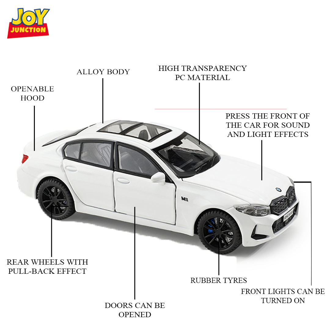 BMW M3 Series 1:32 Scale Alloy Metal Pullback Toy car with Openable Doors Light Music