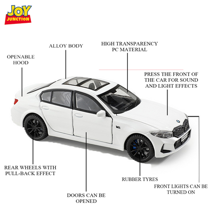 BMW M3 Series 1:32 Scale Alloy Metal Pullback Toy car with Openable Doors Light Music