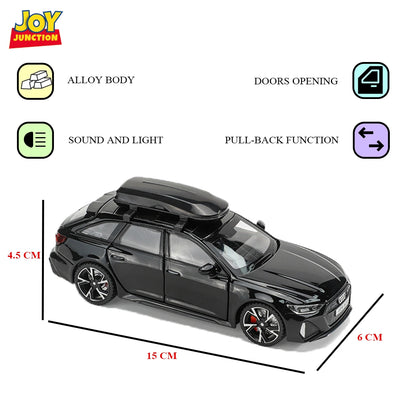 Audii RS-6 1:32 Scale Diecast Pull Back Toy Car with Openable Doors, Lights & Engine Sound
