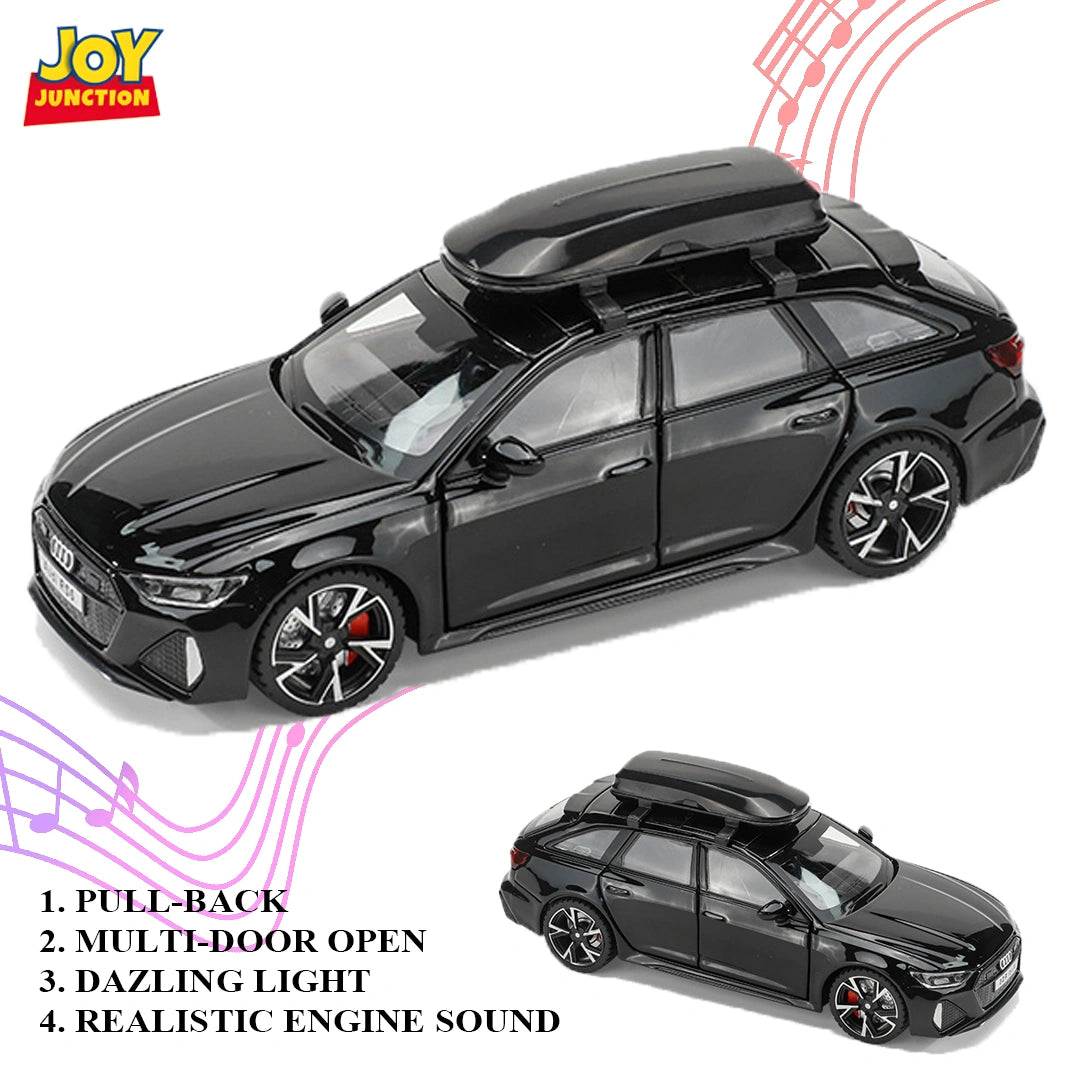 Audii RS-6 1:32 Scale Diecast Pull Back Toy Car with Openable Doors, Lights & Engine Sound