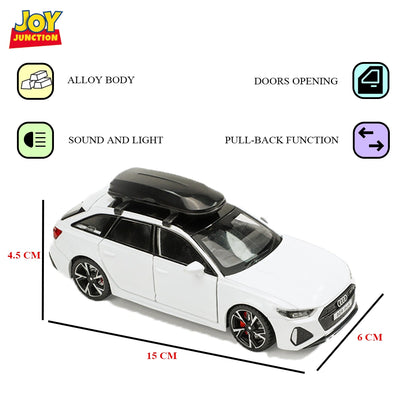 Audii RS-6 1:32 Scale Diecast Pull Back Toy Car with Openable Doors, Lights & Engine Sound
