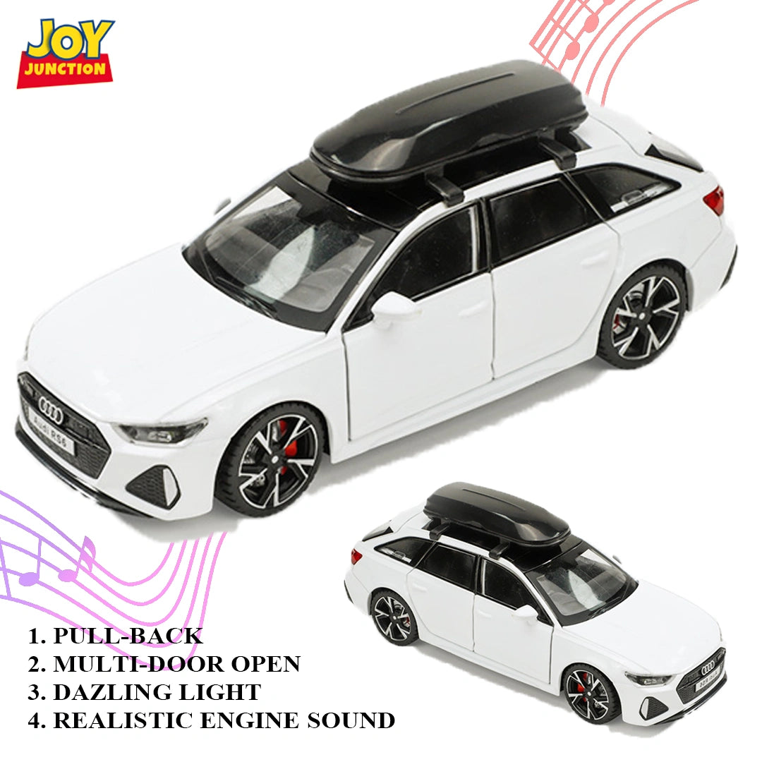 Audii RS-6 1:32 Scale Diecast Pull Back Toy Car with Openable Doors, Lights & Engine Sound