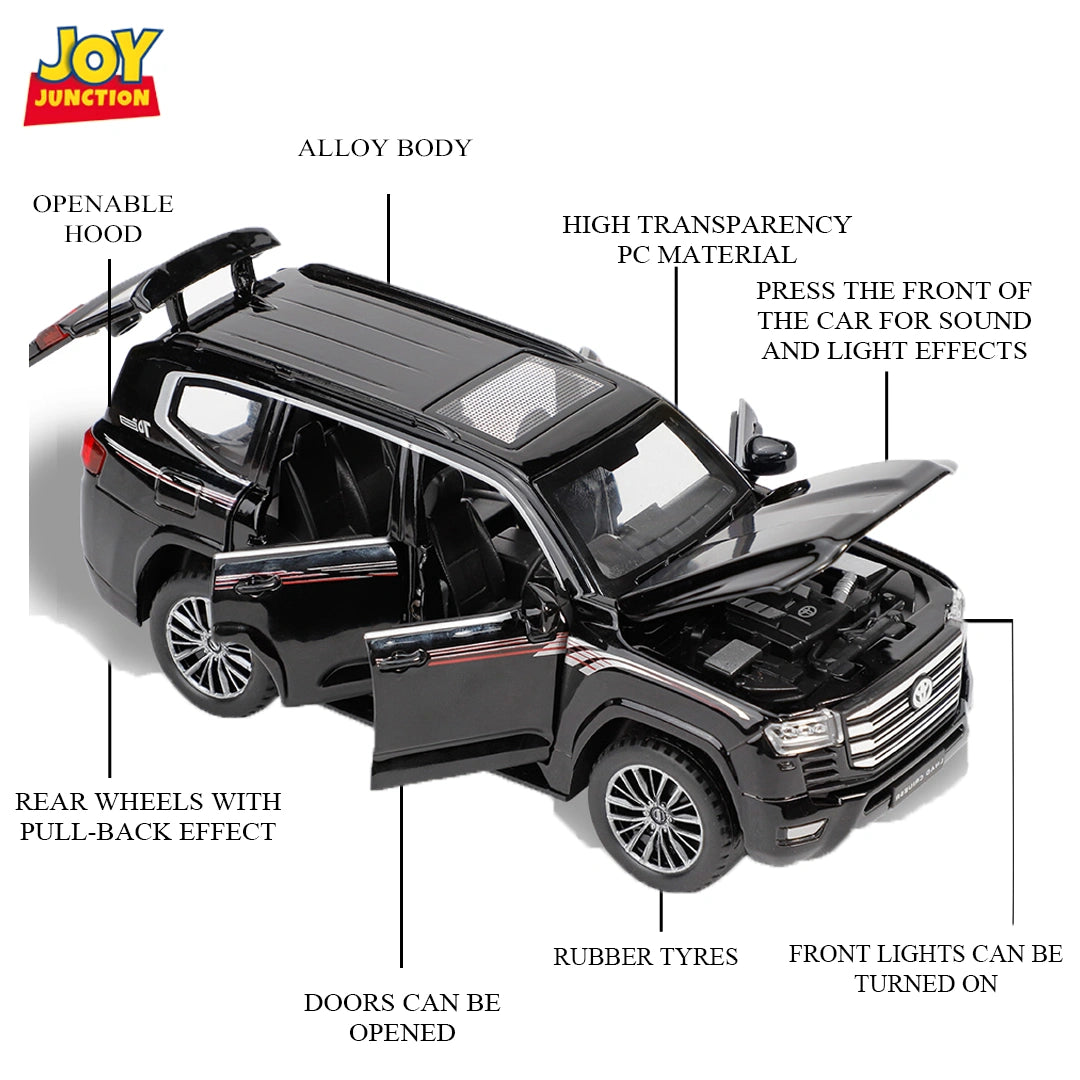 Land Cruiserr 1:32 Scale Diecast Pull Back Toy Car with Openable Doors, Lights & Engine Sound