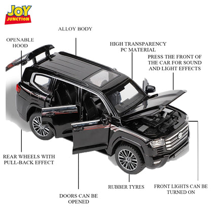 Land Cruiserr 1:32 Scale Diecast Pull Back Toy Car with Openable Doors, Lights & Engine Sound