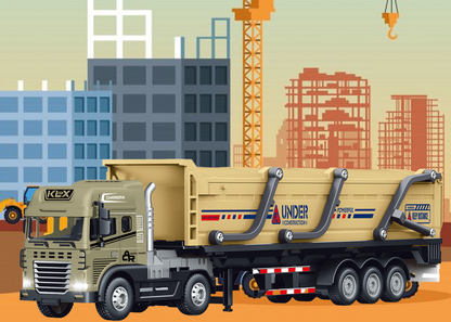 1:24 Scale Metal Construction Toy Transport Series Toys Alloy Diecast Truck and Trailer Set - Image 4