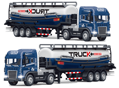 1:24 Scale Transporter Cement Truck Toy with Pull Back Action & Trailer