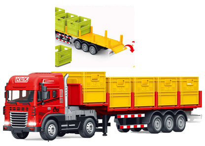 1:24 Scale Transporter Construction Truck Toy with Trailer – Pull Back Action