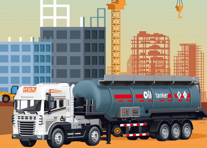 1:24 Scale Transporter Series Oil Tanker Truck Toy with Pull-Back Action - Image 14