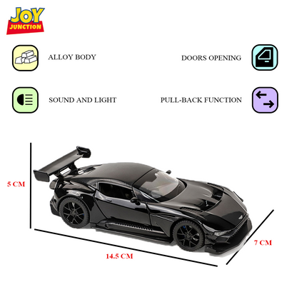 Aston Martin Limited Edition 1:32 Scale Metal Pull Back Toy car with Openable Doors, Light & Engine Sound
