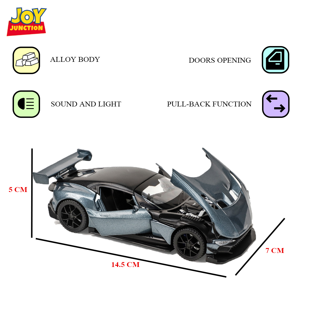 Aston Martin Limited Edition 1:32 Scale Metal Pull Back Toy car with Openable Doors, Light & Engine Sound