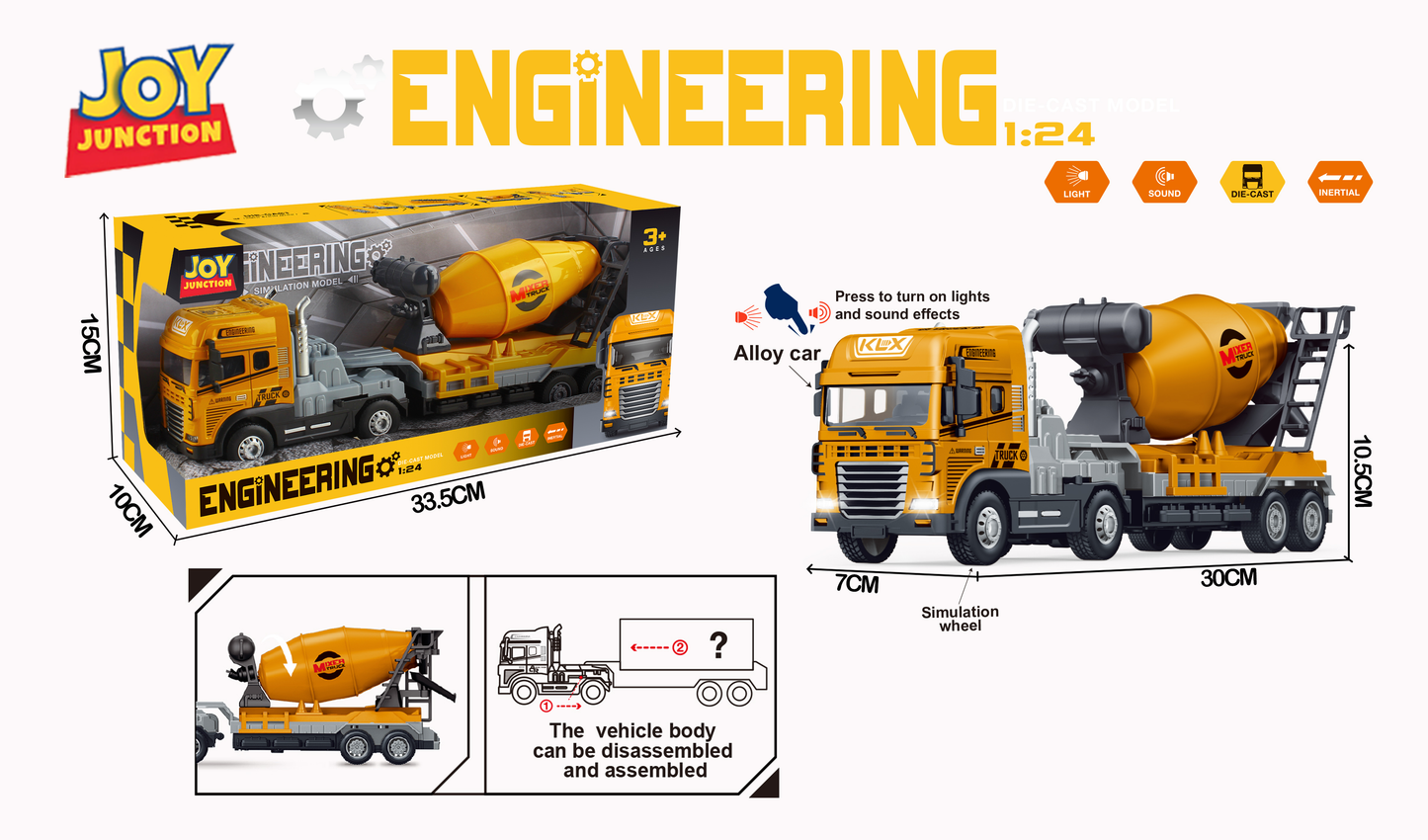 1:24 Scale Metal Construction Toy Transporter Series Alloy Diecast Truck Set - Image 8