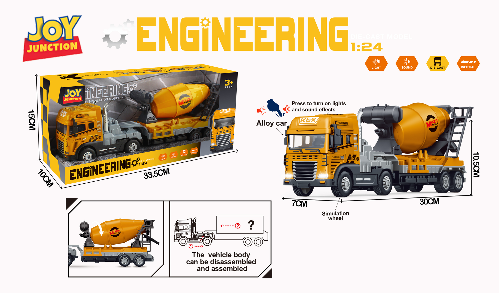 1:24 Scale Metal Construction Toy Transporter Series Alloy Diecast Truck Set - Image 8