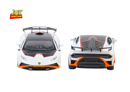 Lambo Hurracan STO Metal Toy Car – 1:24 Die-Cast Pull-Back Model with Openable Doors, Light and Sound
