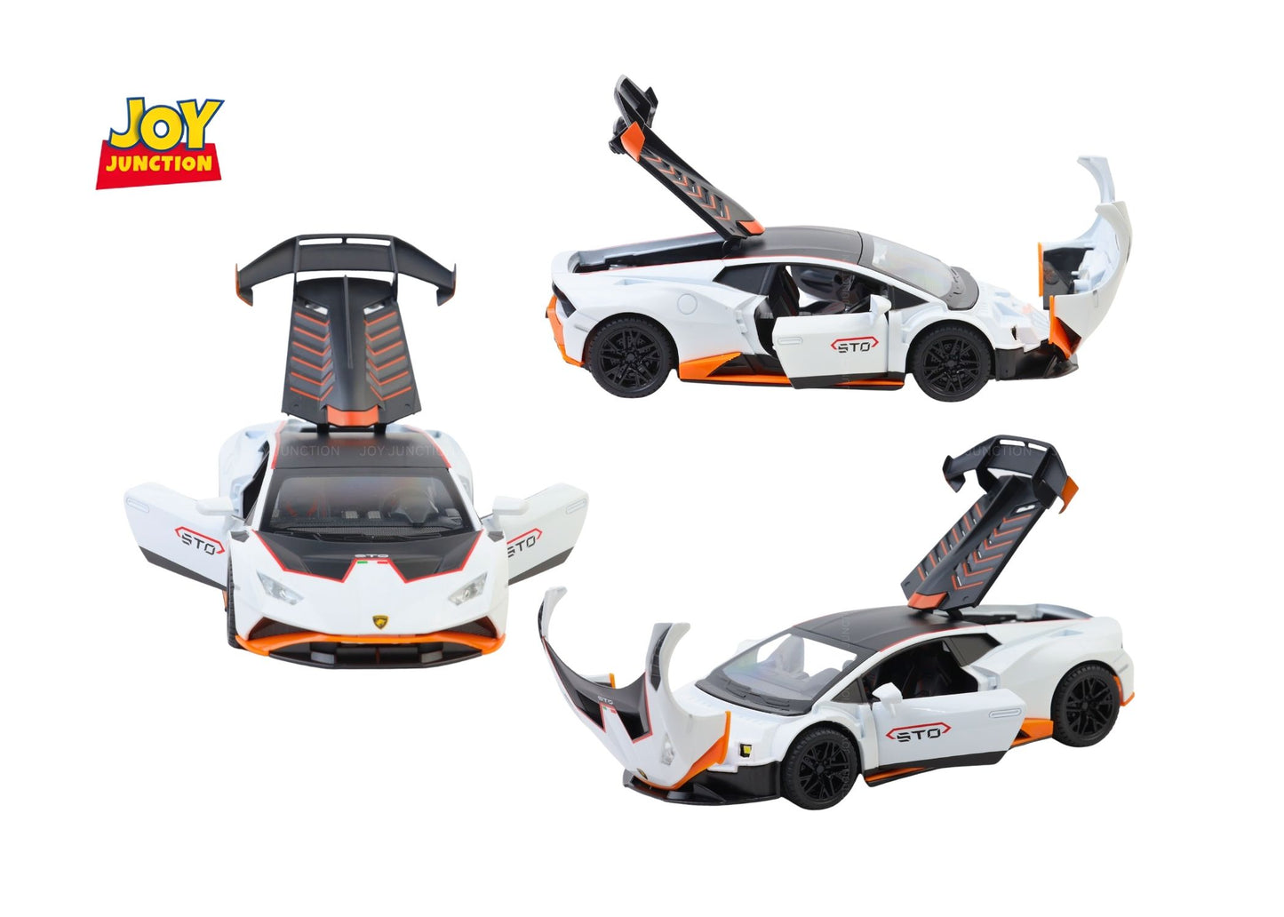 Lambo Hurracan STO Metal Toy Car – 1:24 Die-Cast Pull-Back Model with Openable Doors, Light and Sound
