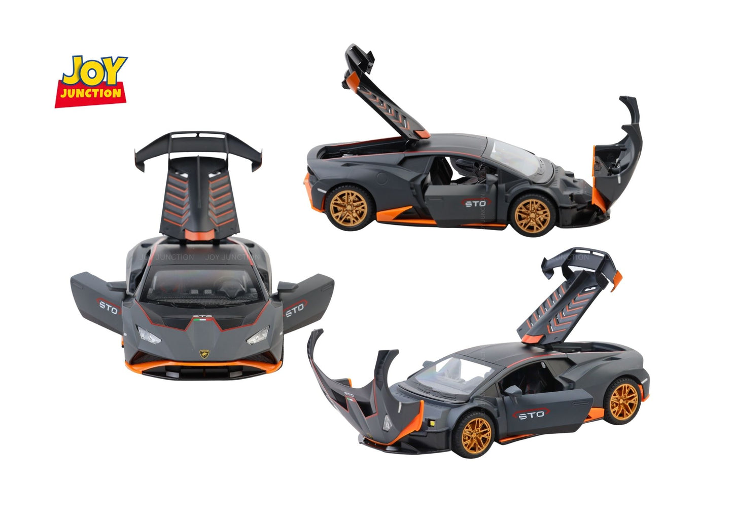 Lambo Hurracan STO Metal Toy Car – 1:24 Die-Cast Pull-Back Model with Openable Doors, Light and Sound