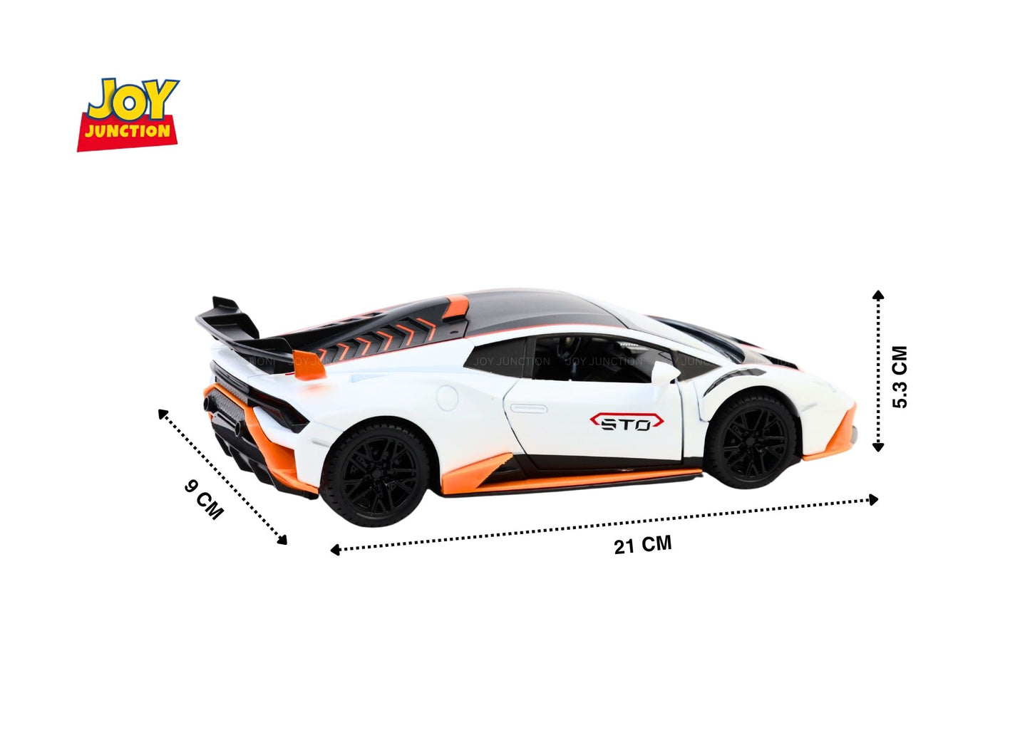 Lambo Hurracan STO Metal Toy Car – 1:24 Die-Cast Pull-Back Model with Openable Doors, Light and Sound