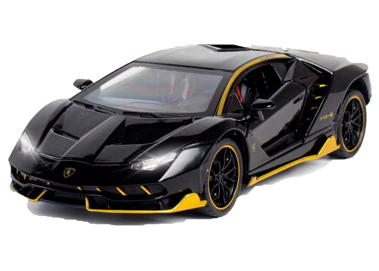 Lambo 1:24 Scale Die-cast Pull Back Toy Car with Lights, Music & Openable Doors