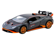 Lambo Hurracan STO Metal Toy Car – 1:24 Die-Cast Pull-Back Model with Openable Doors, Light and Sound