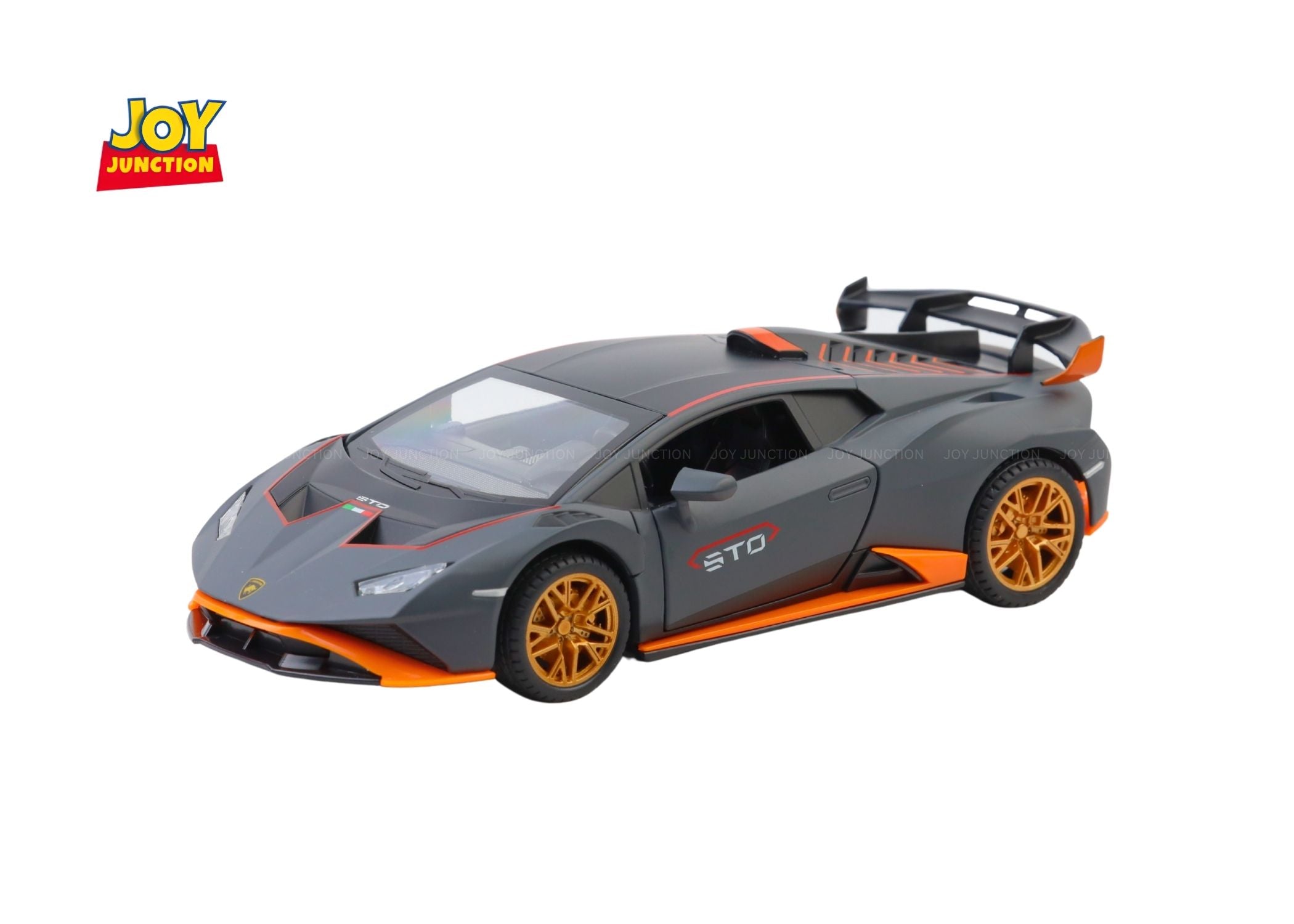 Lambo Hurracan STO Metal Toy Car – 1:24 Die-Cast Pull-Back Model with Openable Doors, Light and Sound - Image 1