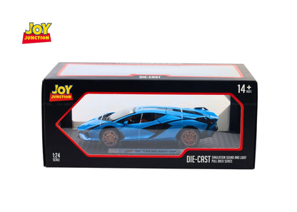 Lambo Sian FKP 37 Metal Toy Car – 1:24 Die-Cast Pull-Back Model with Lights, Sound & Openable Doors