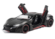 Lykann Hypersportt 1:24 Scale Diecast Toy Car – Metal Pull-Back Supercar with Lights, Music & Opening Doors